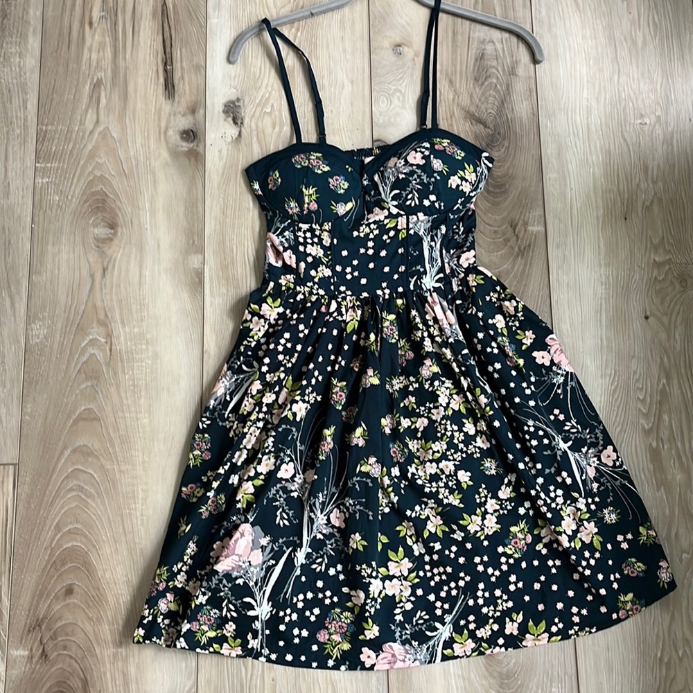 Band Of Gypsies Boho Floral Corset Top Sleeveless Mini Sundress Size Small